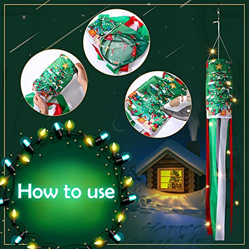 39 Inch  4 Pcs Christmas Windsock Flags w/ LED Lights