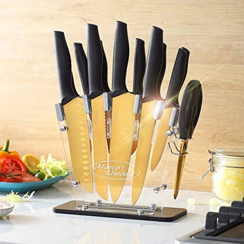 Knife Sets, Titanium Coated 14 Pieces Stainless Steel Hollow