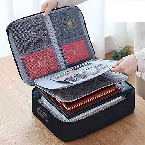 Document Organizer w/ Safe Code Lock & Storage Pouch