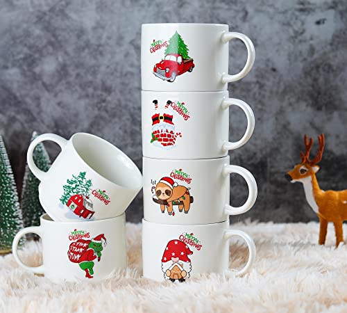 Large Christmas Coffee Mugs Set of 6- 14OZ