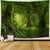 Virgin Forest Green Tree in Misty Forest Tapestry Wall Decoration