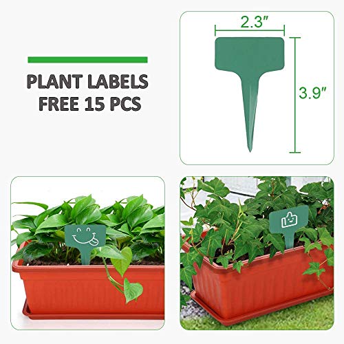 15 Inches Flower Window Box Plastic w/ 15 Pcs Plant Labels