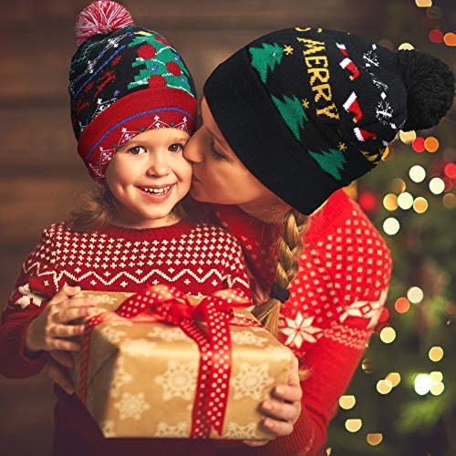 LED Christmas Sweater Beanie Hat for Men/Women