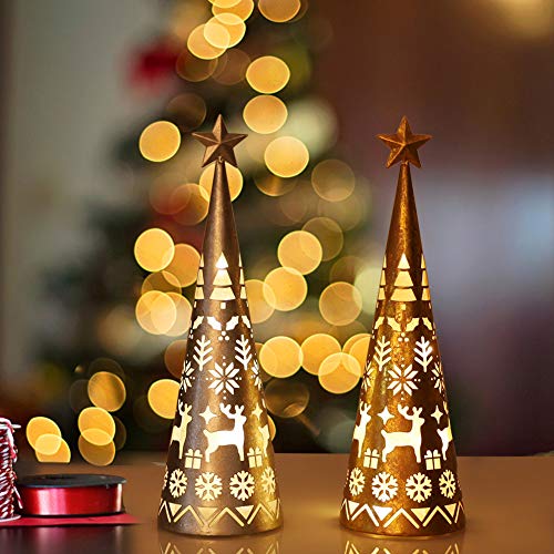 11.6 Inch Lighted Star Cone Tree for Christmas Decorations