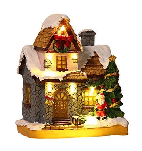 Christmas Village Houses, w/ Colored Lights Battery Operated