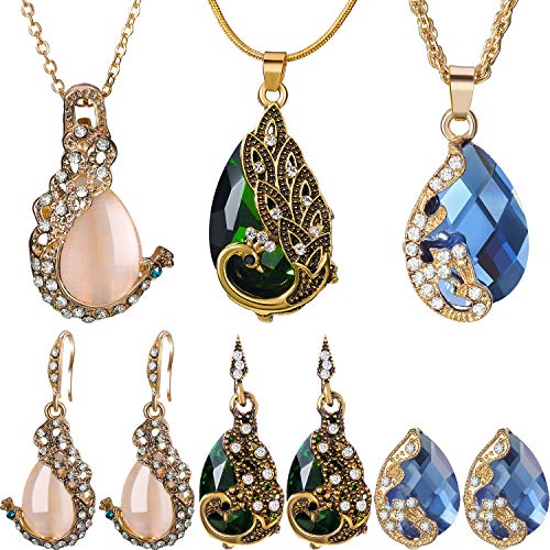 6 Pieces Elegant Necklace Peacock Set Jewelry