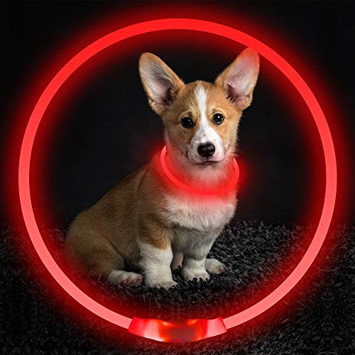 Led Dog Collar USB Rechargeable Flash Dog Necklace Light, Pet Safety Collar