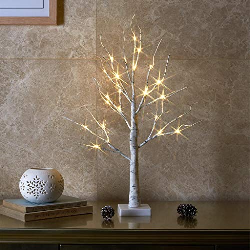 2FT 24LT Warm White LED Battery Operated Birch Tree Light w/ Timer