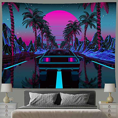 Urban Street Scene -Cars Palm Trees Sunset Tapestry