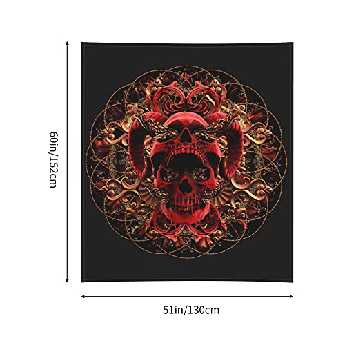 Skull Rose Floral Tapestry Wall Hanging for Home Bedroom Living Room Dorm Aesthetic