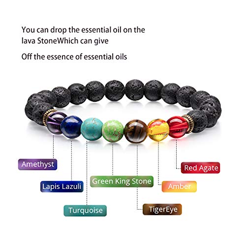 Limited time Holiday Bundle! 16 Pieces Lava Rock Stone Bracelet Chakras Oil Diffuser Bracelet for Women Man