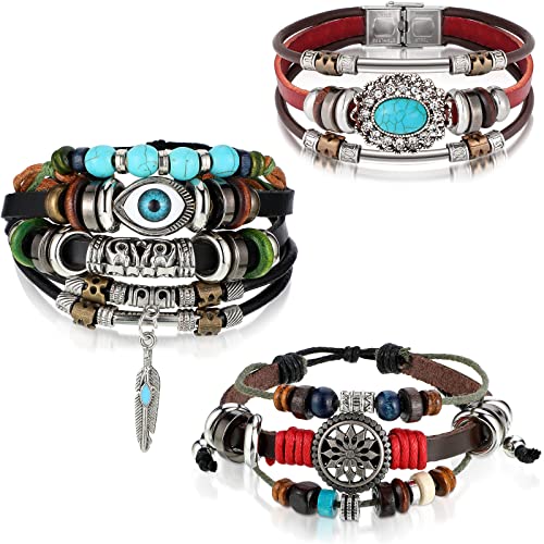 3 Pieces Womens Boho Beaded Bracelets