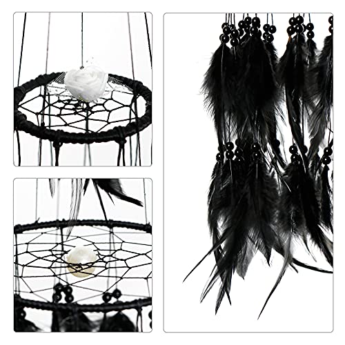 Double Circle Feather Dream Catcher w/ Mobile LED Fairy Lights Wall Ornaments