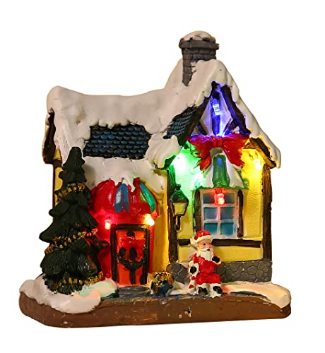 Christmas Village Houses, w/ Colored Lights Battery Operated