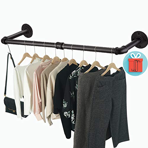 36’'L Industrial Pipe Clothes Rack w/ 3 S-Shaped Hooks