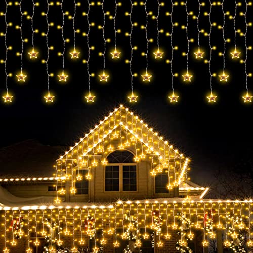 150 LED Icicle Christmas Lights w/ Stars