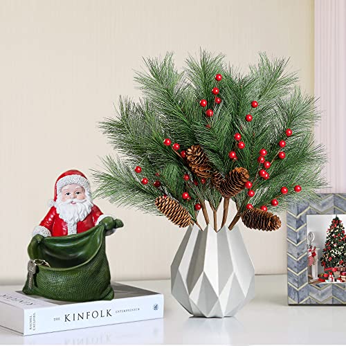 5 Pack Christmas Berries Pine Picks w/ Pinecones