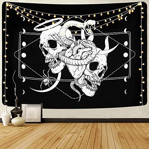 Boniboni Skull Tapestry Hippie Eyes Spider Skeleton Tapestry Wall Hanging for Room