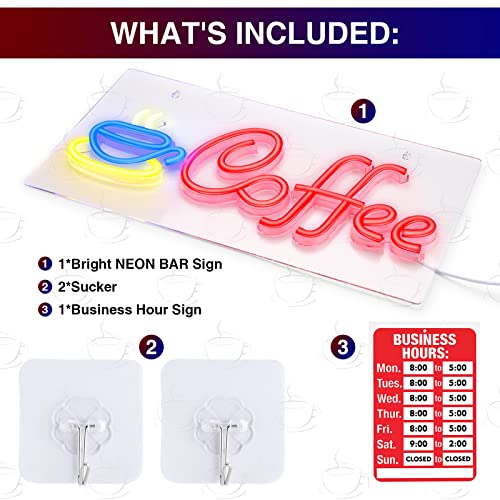 Coffee Neon Sign, Bright LED Light - USB Powered