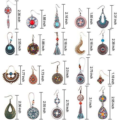 20 Pairs Bohemian Earrings Vintage Set for Women