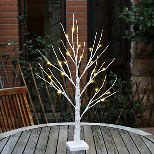 2FT 24LT Warm White LED Battery Operated Birch Tree Light w/ Timer