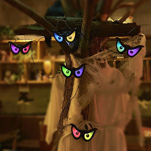 8 Pcs Hanging Witch Hats, 14ft 56 LEDs  Remote Control String Lights, Battery Powered with 8 Lighting Modes for Garden, Yard, Tree