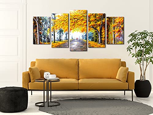 Modern Autumn Love Picture by Oil Paintings for Home Decor 5 Panels Framed