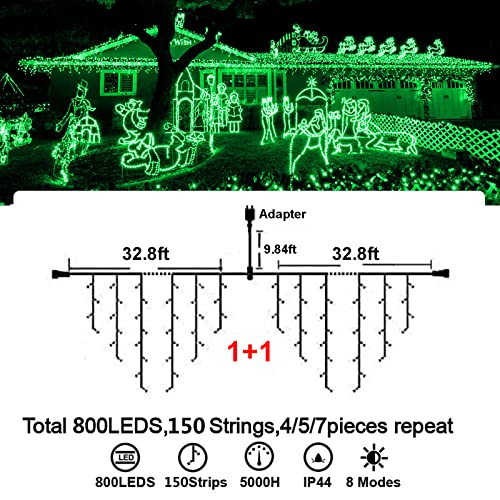 400 LED 32.8 FT 8 Modes 75 Drops Fairy String Curtain Lights for Christmas Decor