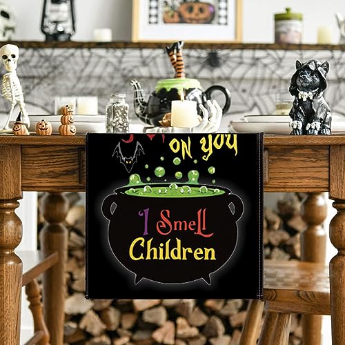 Halloween Table Runner, Hocus Pocus Burlap Halloween Runners Holiday Home Kitchen Dining Table