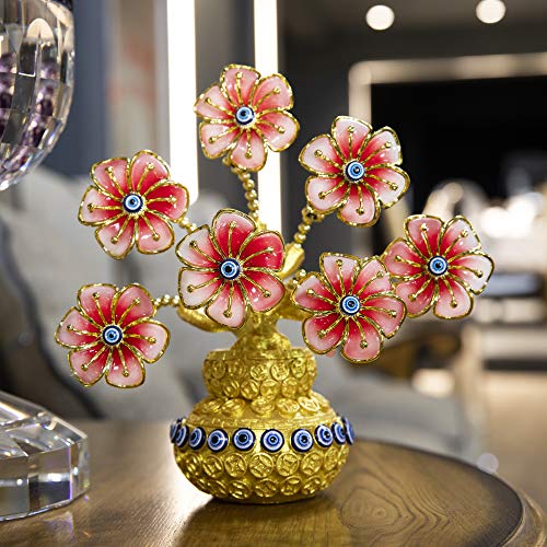 Turkish Evil Eye Flowers Tree / Golden Lucky Bag Ornament Decoration for Good Luck/Wealth