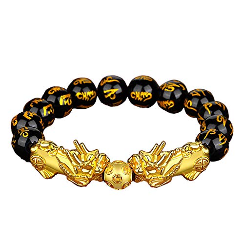 6 Pcs Black Obsidian Feng Shui Pixiu Luck Bracelet for Men/Women