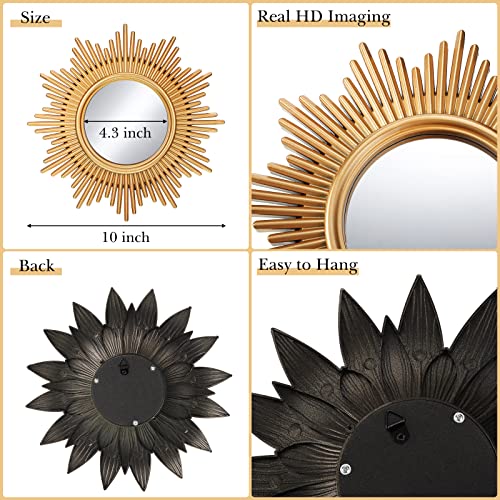 4 Pieces Big Gold Sunburst Wall Mirror for Wall Decoration