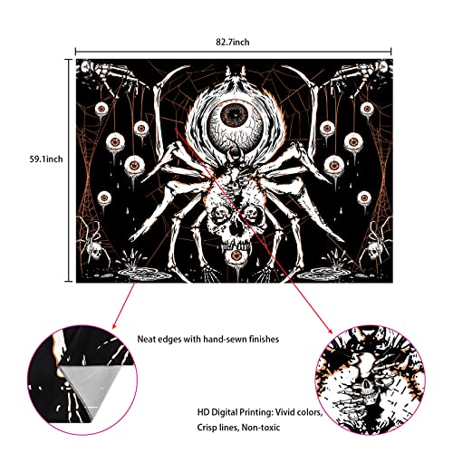 Boniboni Skull Tapestry Hippie Eyes Spider Skeleton Tapestry Wall Hanging for Room