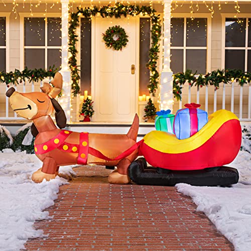 8 FT Christmas Puppy Inflatable w/ Build-in LEDs