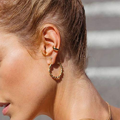 6 Pairs Gold Chunky Hoop Earrings Set for Women Hypoallergenic