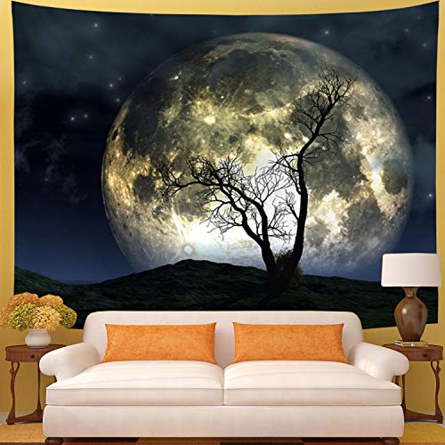 Moon Galax Tree Tapestry Starry Sky Mystic Psychedelic Art WAll Decoration