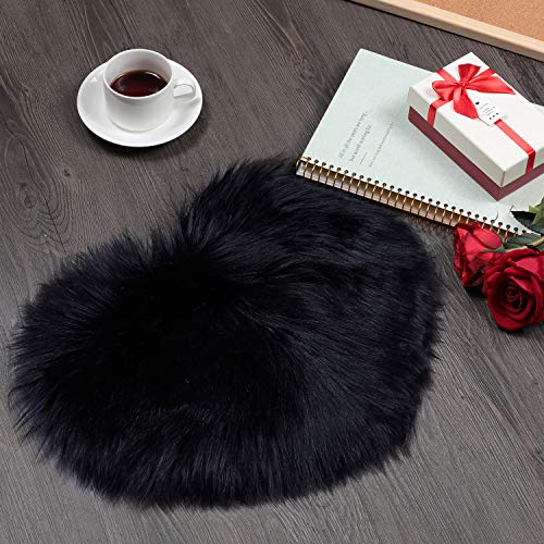 2 Pieces Fluffy Faux Sheepskin Area Rug Heart Shaped, 12 x 16 Inch