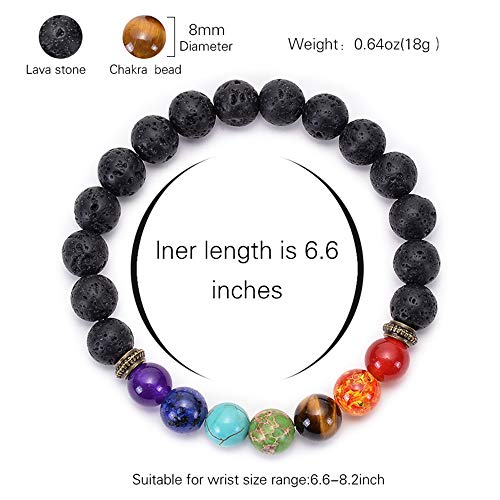 12 PCS Lava Chakra Oil Stone Diffuser Yoga Aromatherapy Essential Natural Stone Bead Bracelet 8MM