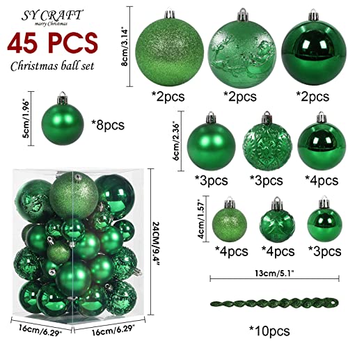 45pcs Christmas Ball Ornaments for Christmas Trees Decorations