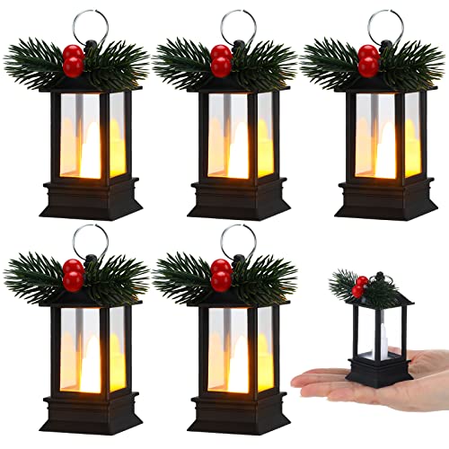 6 Pcs Christmas Mini Lantern with Flickering LED Candles