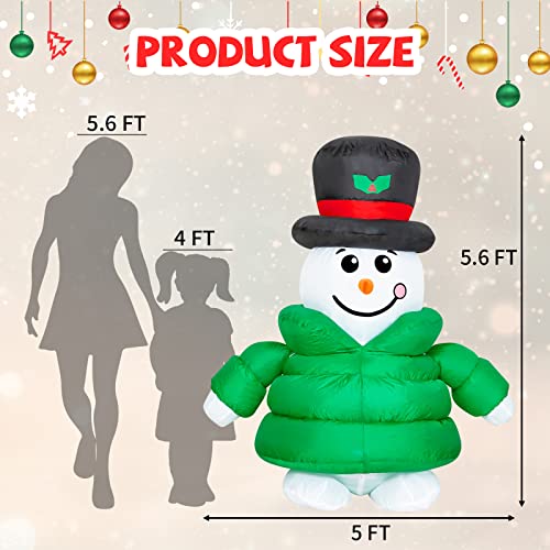 5.6 FT Coat Snowman Wear Magic Hat Christmas Inflatables Decoration