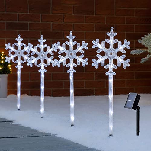 Set of 4 Christmas Pathway Lights- Solar Powered Pre-lit 40 LEDs