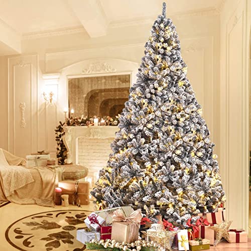 Artificial Christmas, Premium PVC Xmas Full, Flocked Snow Pine Tree with Solid Metal Stand, Ideal for Indoor and Outdoor (6FT),