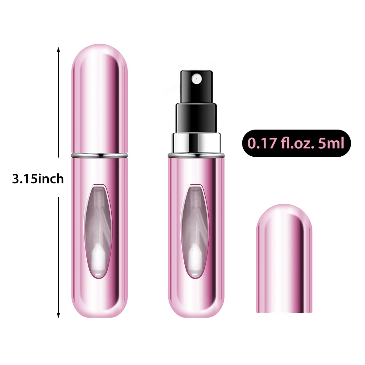 6 Pack 5ml Refillable Perfume Atomizer Spray Bottle Portable Mini Empty, Multicolor