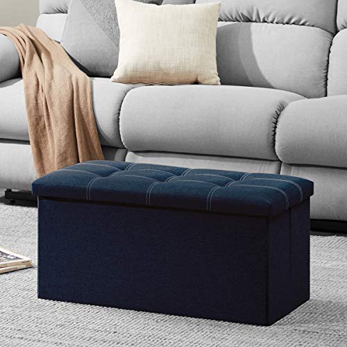 30 inches Storage Ottoman Bench, Foldable Footrest Shoe Bench w/ 80L Storage Space, Support 350lbs