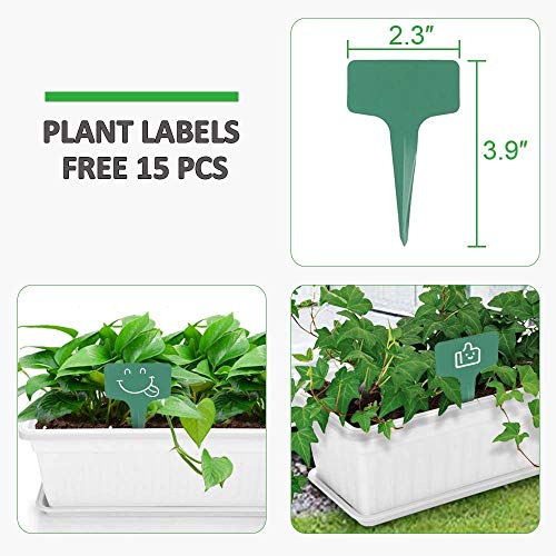 15 Inches Flower Window Box Plastic w/ 15 Pcs Plant Labels