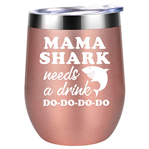 Wine Tumbler Mommy Shark Cup for Mothers Day/Birthday Gift