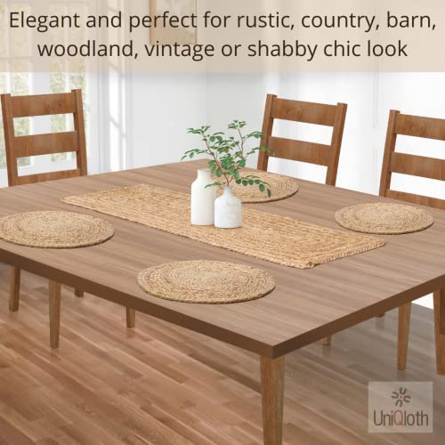 Farmhouse Jute Burlap Braided Table Runner 36 Inches Long - 13x36 Natural Jute Braided Table Runner