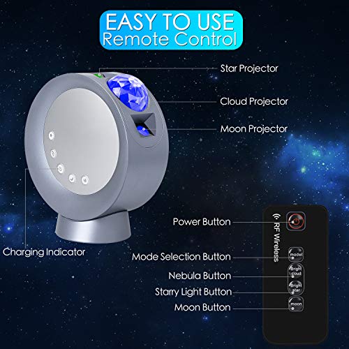 LED Sky Projector Light, Galaxy Lighting, Nebula Star Night Lamp w/ Base & Remote Control