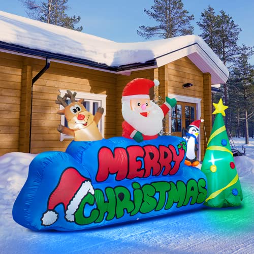 9 FT Merry Christmas Inflatables Decorations w/ LED Lights